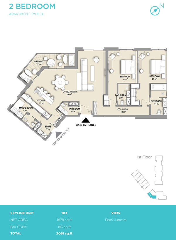 Floor Plan - Meraas Bulgari Resort & Residences Jumeirah bay Dubai
